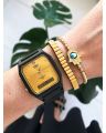 Casio Vintage Analog Golden Dial With Black Rubber Strap Men's Watch - AW-48HE-9AVDF. 
