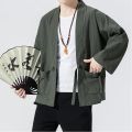 Chinese Style Kimono Cardigan Men Crane Printed Long Black Kimono Cardigan Men. 