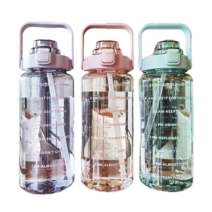 2 Liter Water Bottle with Straw Female Jug Girls Portable Travel bottles Fitness