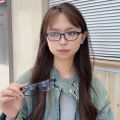 Vintage Plastic Narrow Rim Small Square Frame Glasses Blue Light Protection. 