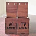 Pack of 2 Universal TV AC Remote Holder Wall Mounted Wooden Stand. 