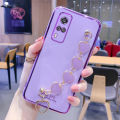 For Vivo Y31 Phone Cover + 3D Love Heart Wristband Fashion Ultra Thin Shiny Plating Bumper Soft TPU Silicone Shockproof Protective Case Back Cover. 