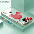 Hontinga for Realme 3 Back Cover（Free Lanyard）Luxury 6D Plating Cartoon Balloon Mouse Side Pattern Case Soft Silicone Square Phone Cases. 
