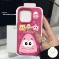 Trendy Cute Cartoon Spongebob Patrick Star Couple Soft Cover Compatible for IPhone 15 11 16 13 14 12 Pro Max X 15 16 14 Plus XR XS Max Luxury Skin Feel Leather Texture Case. 