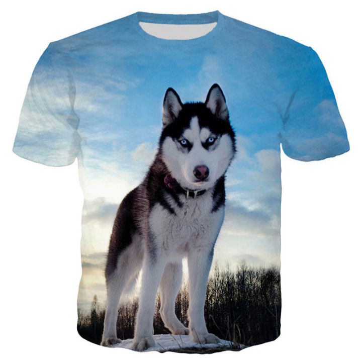 Funny pet dog T-shirts husky animal 3D print streetwear men women fashion oversized short sleeve t shirt kids tees tops clothing
