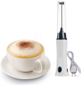 Rechargeable Eggbeater Handheld Stainless Milk Frother Foamer Blender Coffee Mixer with Charging Cable.. 