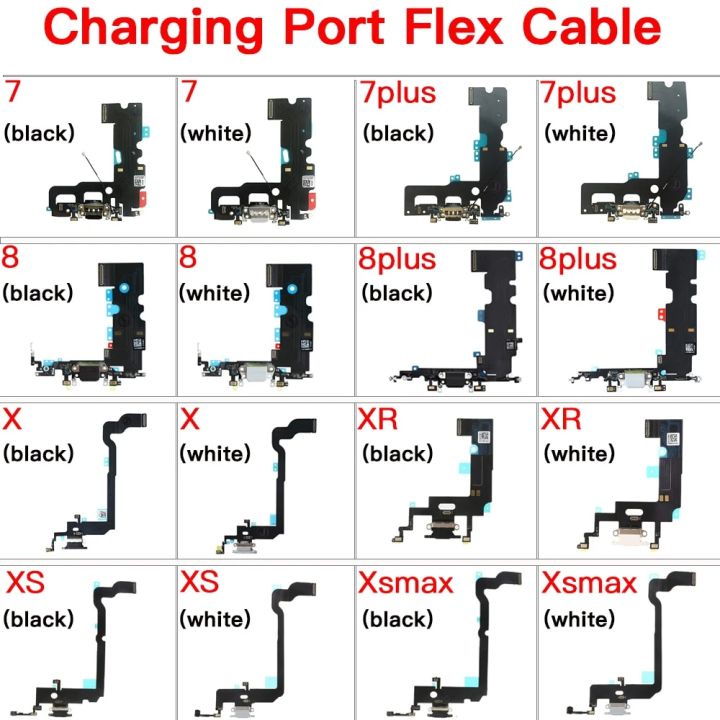 Dock Connector Charging Port Flex Cable Replacement For iPhone 7 8 Plus X XR XS Max Bottom Charger With Microphone