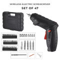 47-Piece Foldable Wireless Electric Screwdriver Set | Rechargeable 1500mAh Battery with Adjustable Torque | Compact Durable Design with LED Light | Multi-Functional Drill Driver Kit for Home, Office & DIY Repairs – Black. 