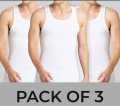 Famer® Knitwear White Fine Rib Vest For Men. 