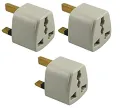 Pack of 3 UK 3 Pin Travel Universal Plug Socket Adapter. 
