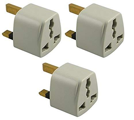 Pack of 3 UK 3 Pin Travel Universal Plug Socket Adapter