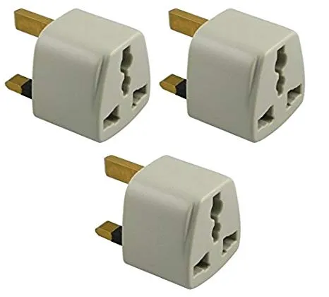 Pack of 3 UK 3 Pin Travel Universal Plug Socket Adapter