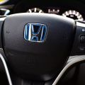 Emblem for car steering wheel badge logo sticker H for Honda Civic fit CR-V agree Odyssey car stickers car style blue red (Model: blue). 
