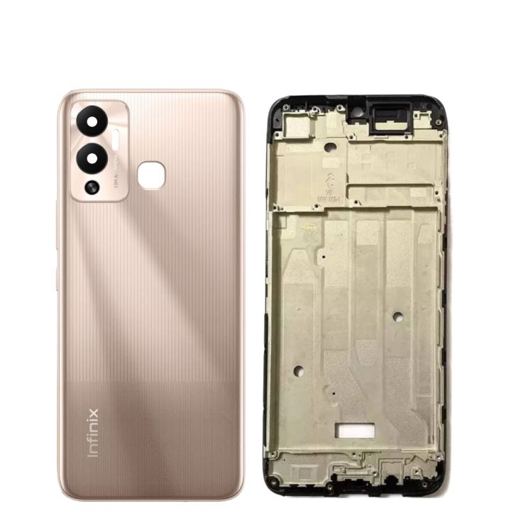 Infinix Hot 12 Play Back Glass Battery Cover Rear Door Housing Case - Gold
