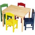 Wooden and Multicolor Kids Table Set - 4 Chairs Included | Kids Furniture for Playroom or Study Room | Durable and Safe | Perfect for Arts, Crafts, and Learning. 