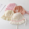 Lace Ruffle Baby Hat Cute Flower Infant Girl Princess Cap Solid Color Mesh Newborn Bonnet Summer Kids Lace-up Sun Hats. 