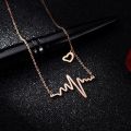 ECG Necklace Heartbeat Shaped Clavicle Chain Electrocardiogram Titanium Steel Heart Pulse Charm Pendant Women Vintage Fashion Jewelry. 