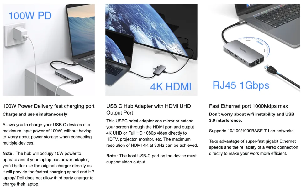 All-in-One USB-C Adapter Hub - 60W Power Delivery Charging