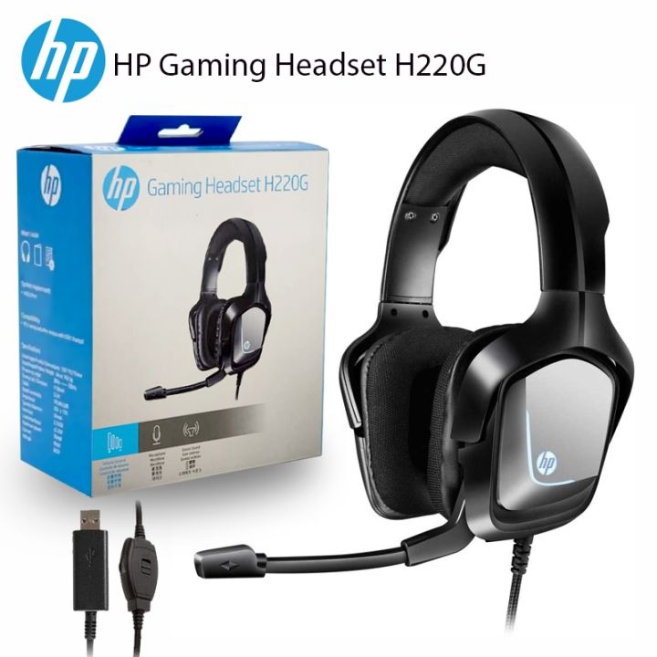 HP Gaming Headset H220GS Wired Stereo Noise Cancelling Gaming Headphone Black Cool lighting design USB jeck with Microphone for PC Laptop