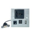 Multifunctional Media Wall Socket Outlet, Multimedia Wall Plate Silver -(Multi, USB, HDMI, Internet,). 