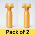 Hair Oil Comb Bottle - Anti Lice Comb - Best Applicator Hair Oil Bottle - Imported Multipurpose 130ml Comb Bottle - Pack of 2 - Golden & Black Colour Available. 