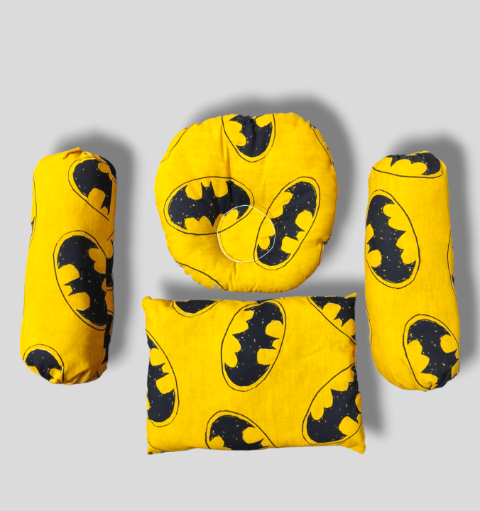 4Pcs Baby Head Making Pillow Set | Baby Head Shaping Pillow | Newborn baby Head Shaping Pillow | Baby Head Making Pillow | Baby Head Support Pillow | 4 Pieces Baby Sarhani Set | 100% Pure Cotton Pillow | Kids Pillow | (Random Colors)