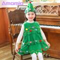 Children Christmas Tree Performance Costumes Festive Christmas Tree Costume Set for Girls Easy to Clean Xmas Hat Dress for Performance Cosplay Perfect Holiday Gift Christmas Costumes for Kids. 