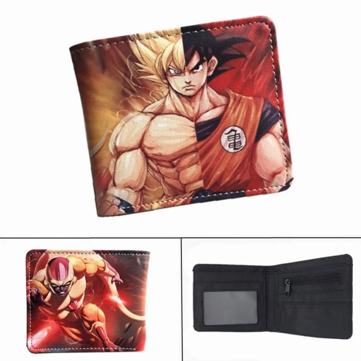 【beauty code】Anime Dragon Ball Z Super Saiyan Goku PU Short Po Card Holder Girls zip Coin leather Purse Gift Ladies wallet