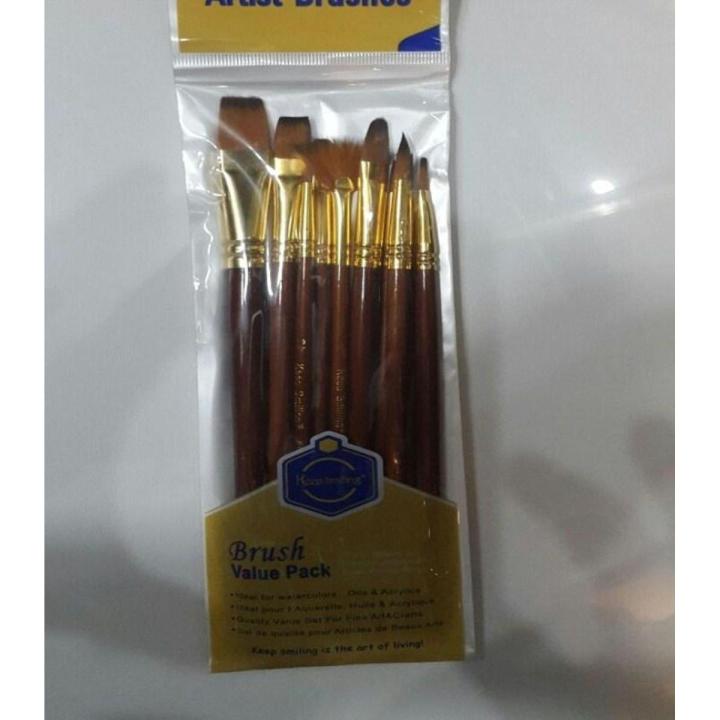 Short Handle Multi Painting Brush Set 10 Pcs For Painters