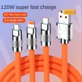 3 in 1 120W 6A Ultra Fast Charger | C Type | Micro USB | lightning | Liquid Silicone Quick Charging Fast Charging Cable with Led Light |. 