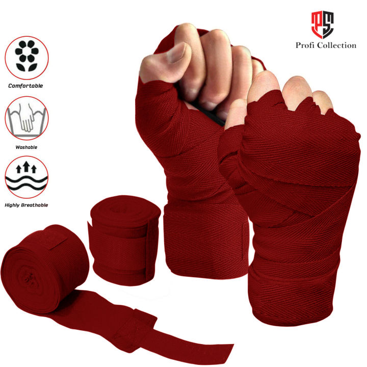 Best Gym Wrist Wraps Patti Pair of Wraps Bandage Men 2 Rolls Cotton In (3.5M Length) Sports Strap Boxing Bandage boxing bandages, Hand Wrap Bandages Boxing Hand Wrist Grip Strap Kick boxing Handwraps Karata Martial arts Patti