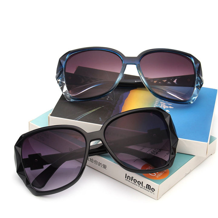 Women's Sunglasses with Diamonds ins to Make Big Face Thin-Looked Summer UV Protection Sunglasses Fashion Large Rim Sunglasses