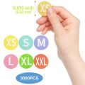 3000 Pcs Clothing Size Sticker Labels 2.5cm Colorful Coded Adhesive Labels Round Sticker Labels (XS, S, M, L, XL, XXL). 