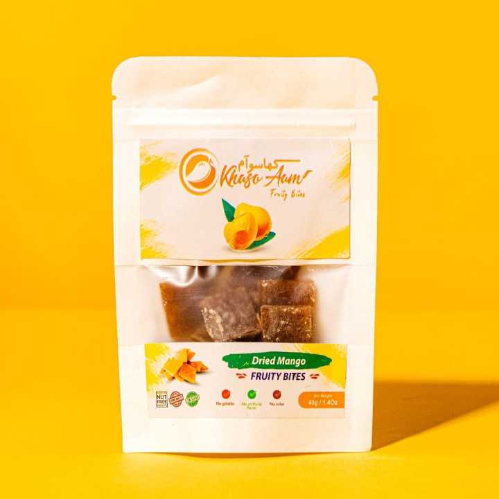 Khaso Aam Mango Langra Flavor 40 Gram, 100% Natural Dried Mango Fruit Candy | KhasoAam Premium Mango Fruit Bar, Aam Papad Mango Candy Toffee Mango Pulp Jelly Fruit Bites | No Artificial Preservatives Made With Real Fruit. Fruity Bites