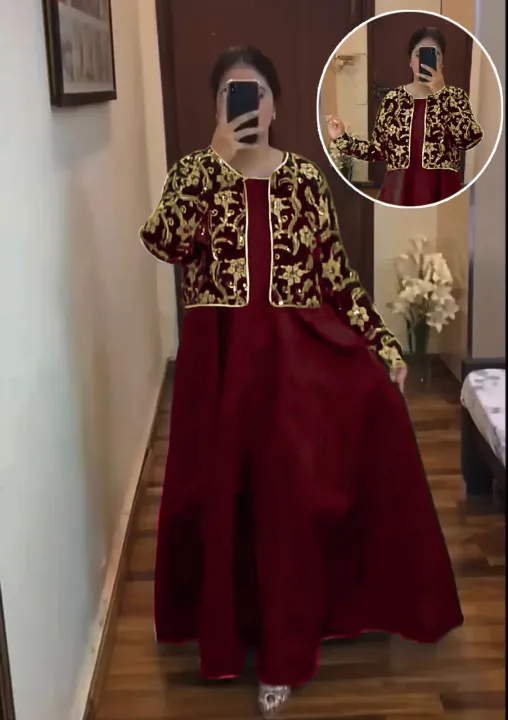 Sleevesless%20Airline%20Long%20Maxi%20With%20Sequence%20Embroidered%20Seperate%20Koti%202Piece%20Dress%20For%20Women%20%20By%20Sultan%20-%20Image%206