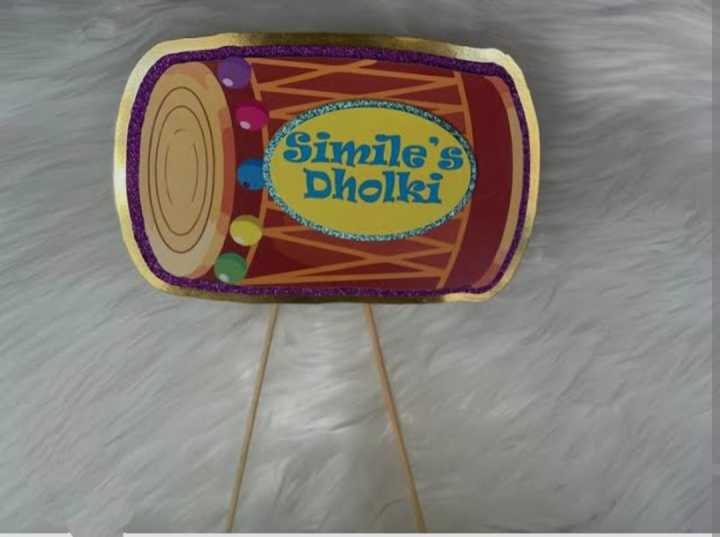 Pack of 12 Customized Dolki Mithai Cupcake Toppers  Best for Engagement & Wedding Party Celebration Topper with Any name and Any Text