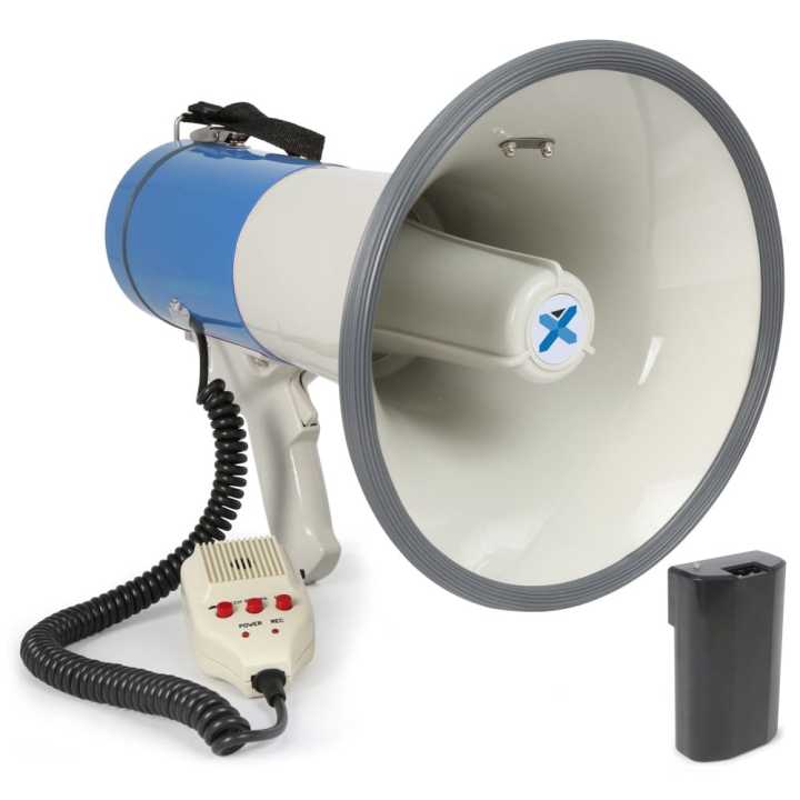 Power Megaphones ER-66 USB Series.ER-66 is a hand grip megaphone with detachable PTT microphone featuring 25 W power and 700 meters range with excellent intelligibility.Three models are available equipped with different functions including Siren (ER-66S),