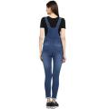 Mid blue denim romper for girls. 