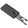10000mAh Mini Power Bank with 4 in 1 Cable (Type B, Type C, Micro USB, Lightning) Fast Charging, LED Display, High Performance. 