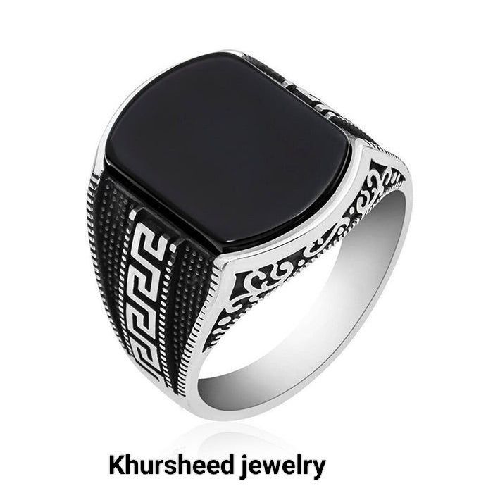 Royal Turkish Italian Ring – Bold Black Stone Design for Men & Boys ...