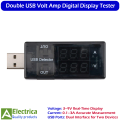 Double USB Volt Amp Meter Detector Tester 3–9V 0.1–3A Portable USB Charger Tester with Digital Display by Electrica. 