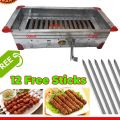 Bar BQ Grill 18" inch 1.5 Feet Stainless Steel polish Barbecue Grill portable Bar B Q Angethi Angethe Burner Bar B que Grill Hand EID UL ADHA stand pan Tandoori Seekh Kabab Handle Coal بار بی کیو گرل  BBQ Grill (12 Free Flat Stick). 