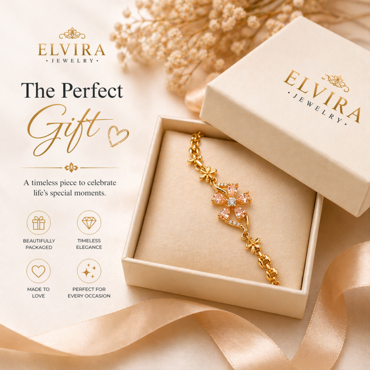 Floral%20Link%20Bracelet%20%E2%80%93%20Signature%20Gold%20Tone%20Wrist%20Piece%20for%20Women%20-%20Image%202