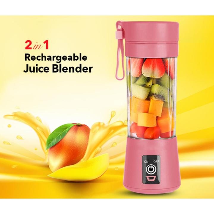 Portable Blender USB Rechargeable, Glass Juicer Cup, Portable Electric USB Juice Maker Juicer Bottle Blender Grinder Mixer,6 Blades Rechargeable Bottle (Multi color) | Juicer Cup 380ml - Smoothie Maker | Travel Juicer Blender Machine Rechargeable