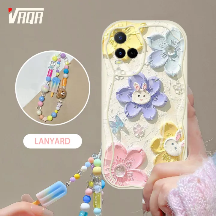 VRQR Wave Edge Casing for Vivo Y21S Y21 Y21A Y21T Y21E Y33S Y33T Y21G Phone Case Oil New Painting style Pattern Candy Bracelet Cover V2111 V2110 V2109 V2135 V2140