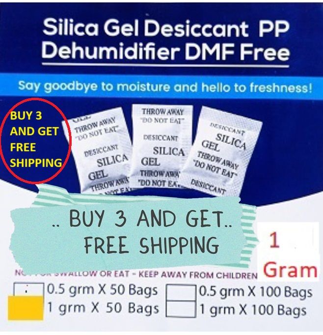 Silica Gel 1 grm X 50 bags - SilicaGel - Dehumidifier - DMF Free - PP - Moisture Control - Humidity Absorber