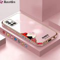 Jizetin (Free Lanyard) for Samsung Galaxy A51 Back Cover Bubble Mouse Luxury 6D Plating Case Side Pattern Soft Silicone Square Phone Cases. 