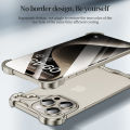 Shaped Metal Corner Pads Case for iPhone 15 Pro Max 14 13 12 Camera Lens Protector Bezel-Less Anti-drop Protective Cover. 