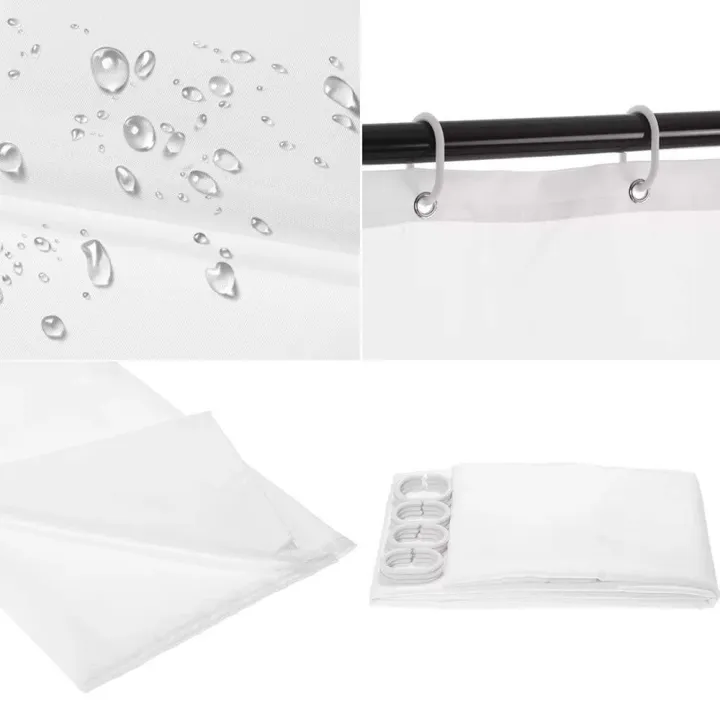 White%20Water%20Repellent%20Shower%20Curtain,%20Odorless%20Fabric,%20Eco%20Friendly,%20Bath%20Curtains%20Liner%20for%20Bathroom,%20Easy%20Hanging%20on%20Rod%20-%20Image%203