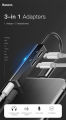BASEUS L52 - MULTI FUNCTIONAL 3 IN 1 iPhone8 Pin Male to 3.5mm Female + 2 x iPhone8 Pin Female Charging Call Listening Song Audio Headphone Adapter - BLACK. 